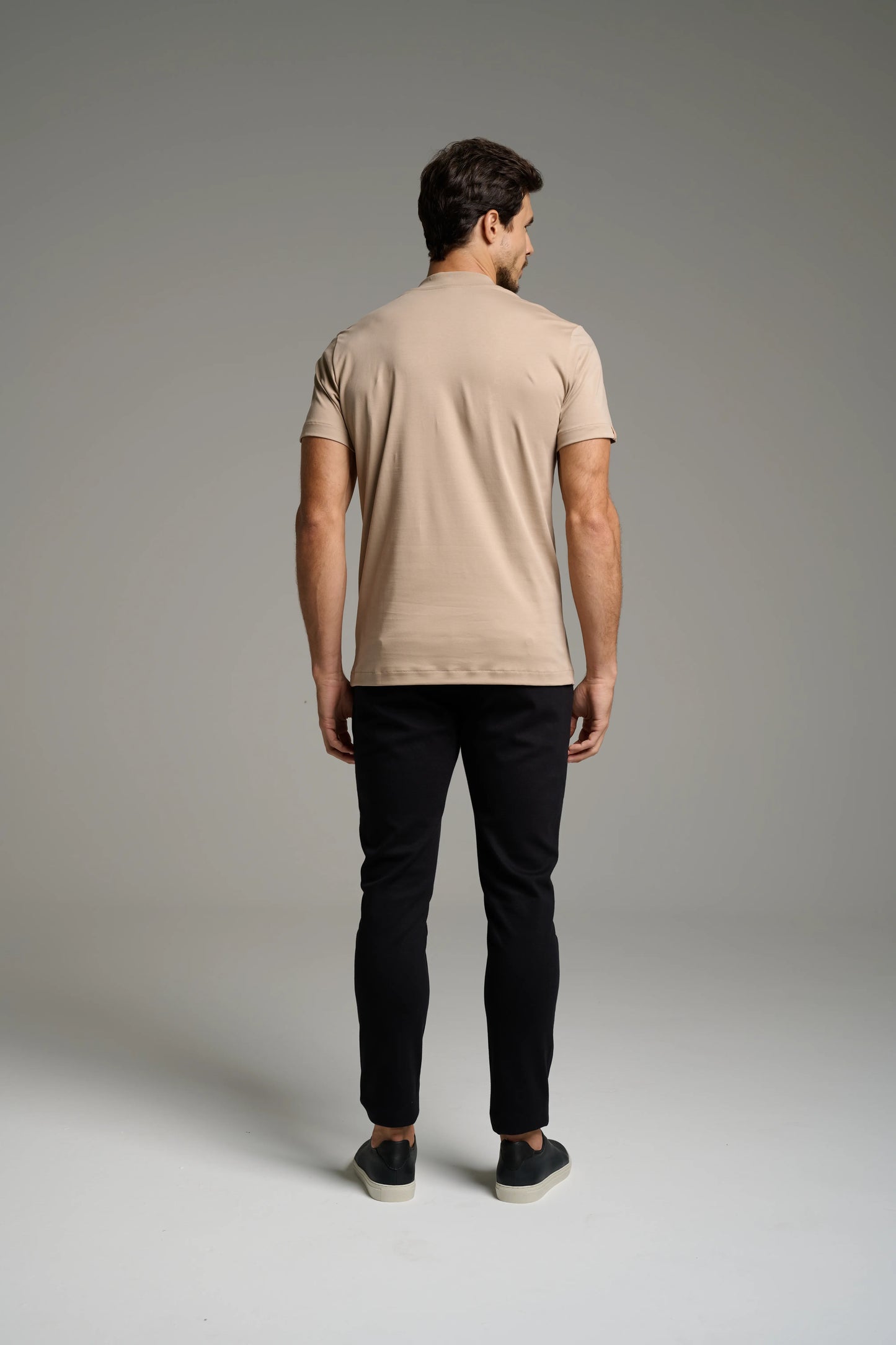 Kit 3x Camiseta Gola Alta Pima -  Manga Curta